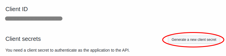 Github Generate a New Client Secret